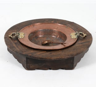 19TH C. SPANISH 'BRASERO' PINE & COPPER FIRE PIT