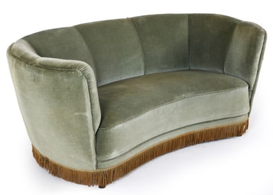 DANISH MOHAIR BANANA SOFA C. 1940S