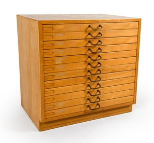 ALVAR AALTO STYLE BEECH FLAT FILE CABINET