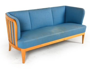 CARL MALMSTEN 'ULLA' BEECH & WOOL SOFA C. 1960S