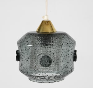 ERIK HOGLUND SWEDISH GLASS & BRASS PENDANT LIGHT