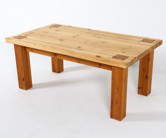 MID-CENTURY DANISH BRUTALIST PINE COFFEE TABLE