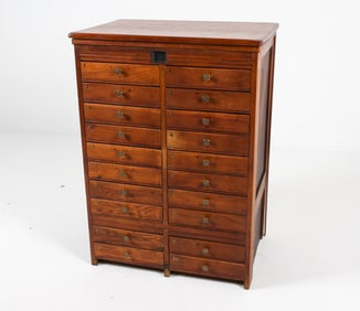 VINTAGE SCANDINAVIAN OAK APOTHECARY DENTAL CABINET