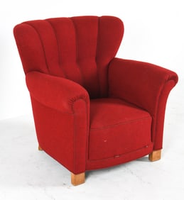 FRITZ HANSEN STYLE DANISH WOOL LOUNGE CHAIR