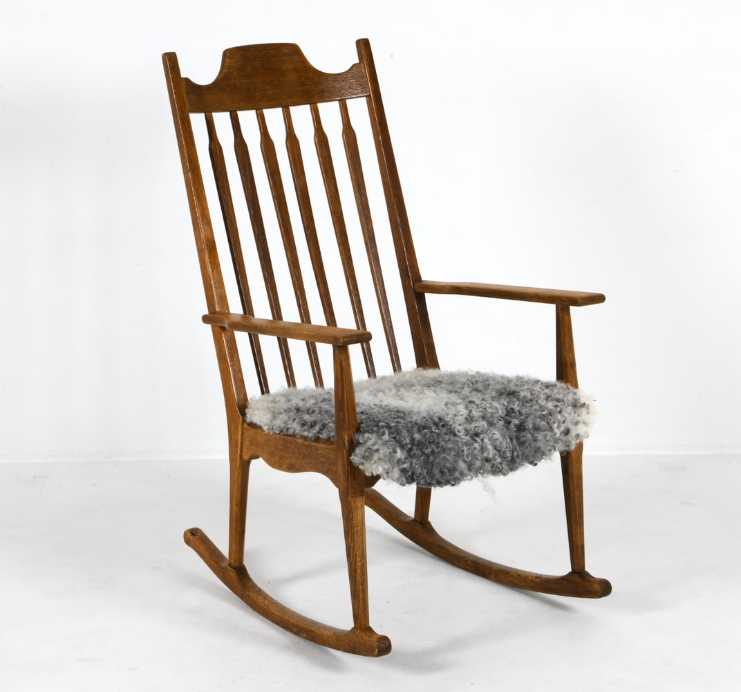 HENNING KJAERNULF OAK & LAMBS WOOL ROCKING CHAIR (1 of 17)