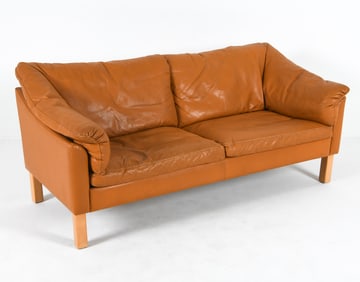 MOGENS HANSEN STYLE DANISH LEATHER SOFA C. 1960S