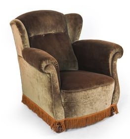 MID-CENTURY DANISH VELOUR LOUNGE CHAIR C. 1960S