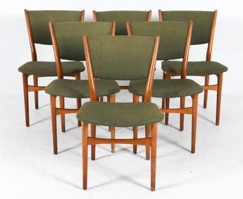 (6) FINN JUHL STYLE TEAK & WOOL DINING CHAIRS