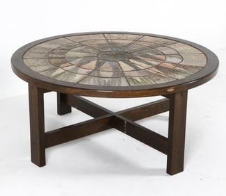 DANISH MID-CENTURY OAK & TILE COFFEE TABLE C. 1960