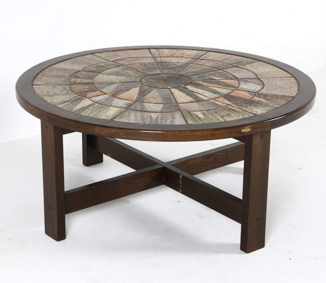 DANISH MID-CENTURY OAK & TILE COFFEE TABLE C. 1960 (1 of 16)