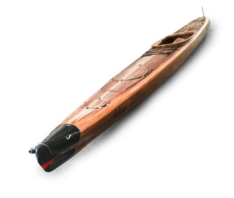 DANISH CEDAR STRIP HANDMADE KAYAK C. 1960S