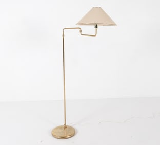 MID-CENTURY SWEDISH BRASS SWING ARM FLOOR LAMP