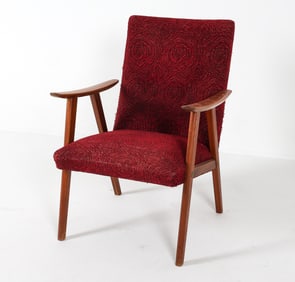 MID-CENTURY DANISH TEAK & WOOL LOUNGE CHAIR