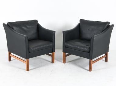 PAIR DANISH SKIPPERS MOBLER LEATHER LOUNGE CHAIRS