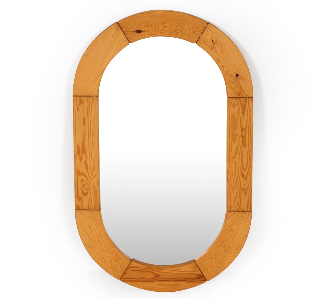 MID-CENTURY SWEDISH PINE WALL MIRROR C. 1970S (1 of 12)