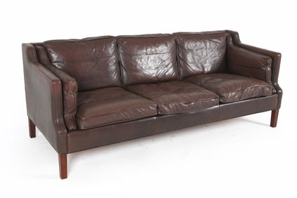 BORGE MOGENSEN STYLE DANISH LEATHER SOFA C. 1960S