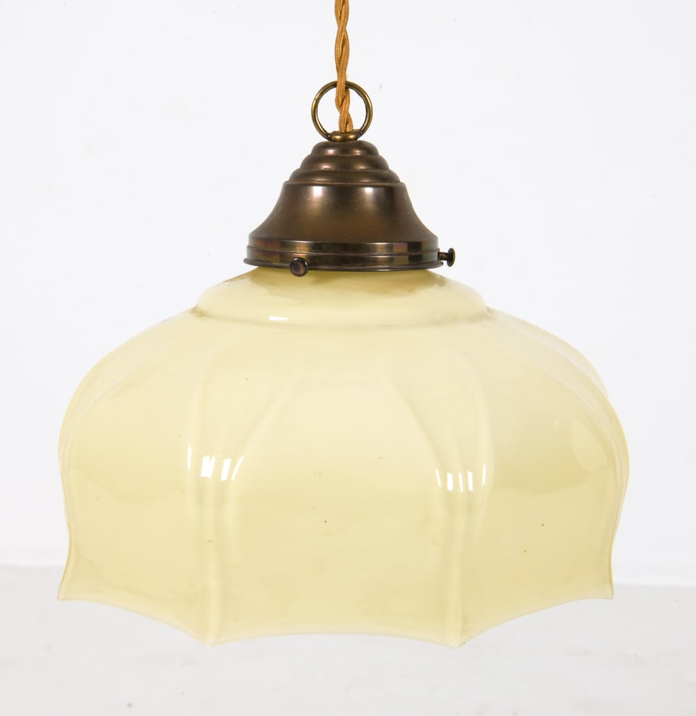 SCANDINAVIAN ART DECO GLASS PENDANT LIGHT C. 1940S (1 of 9)