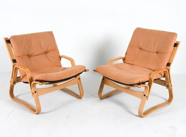 PAIR GISKE CARLSEN FOR KLEPPE SUEDE LOUNGE CHAIRS