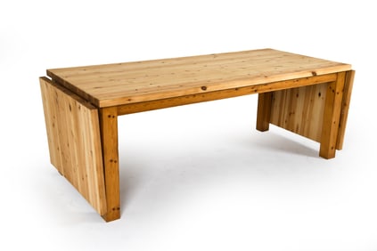 DANISH BRUTALIST PINE EXPANDING DINING TABLE 1970S