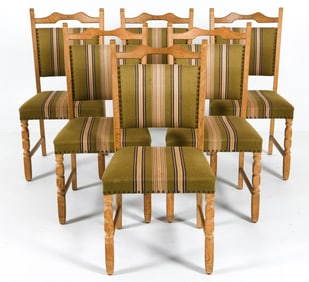 6 HENNING KJAERNULF STYLE DANISH OAK DINING CHAIRS