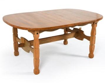 KJAERNULF STYLE DANISH OAK TRESTLE DINING TABLE