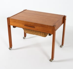 MID-CENTURY DANISH TEAK SEWING TABLE C. 1960S