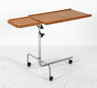 DANECASTLE DANISH TEAK & STEEL ROLLING DESK
