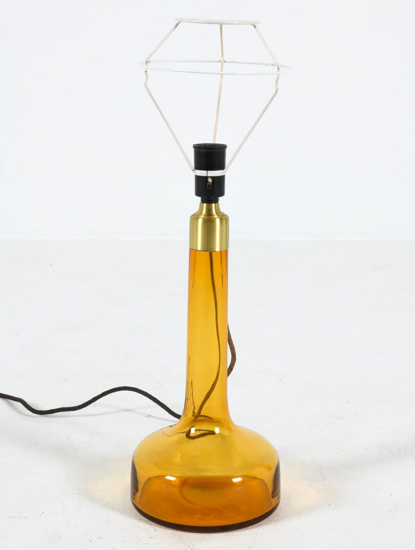 HOLMEGAARD LE KLINT AMBER GLASS TABLE LAMP C.1960S (1 of 11)