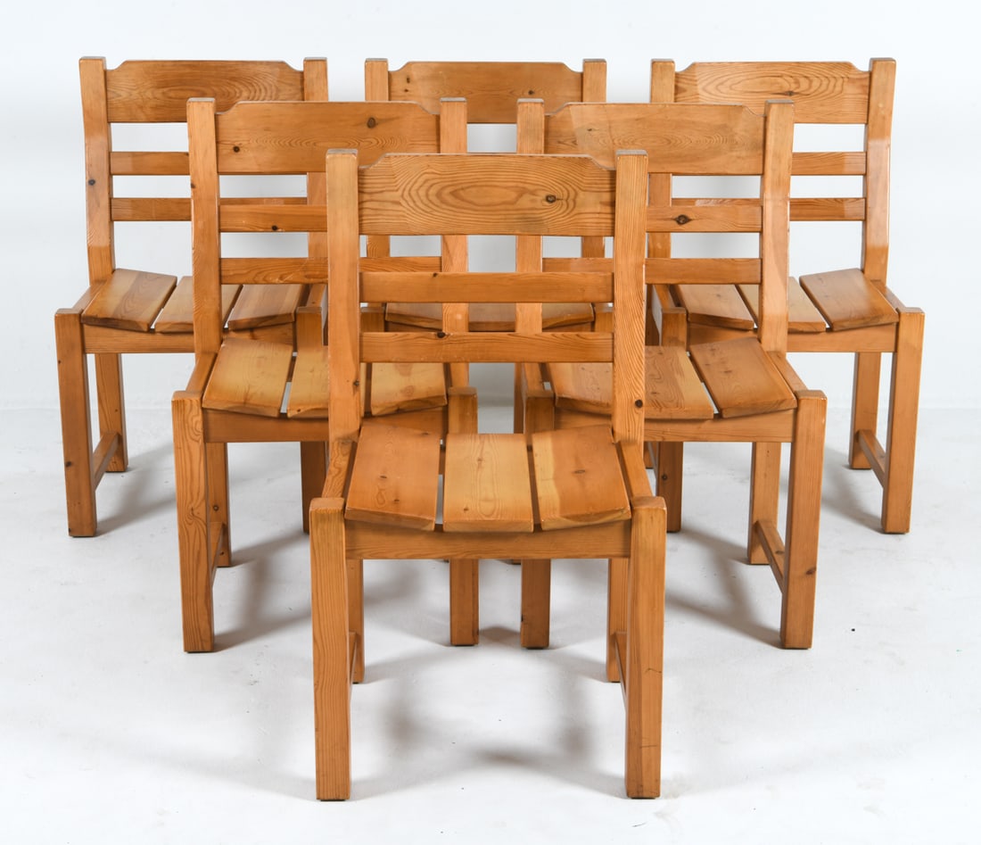 6 MID-CENTURY DANISH BRUTALIST PINE DINING CHAIRS (1 of 11)