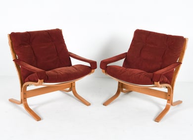 INGMAR RELLING SIESTA OAK & SUEDE LOUNGE CHAIRS