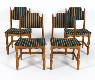 (4) HENNING KJAERNULF DANISH OAK DINING CHAIRS