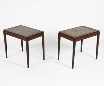 PAIR DANISH ROSEWOOD & TILE SIDE TABLES C. 1960S