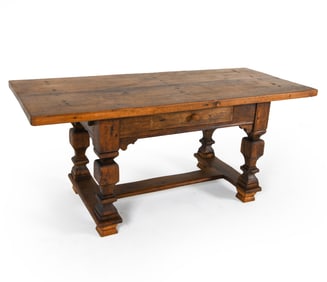 19TH CENTURY DANISH OAK BAROQUE LIBRARY TABLE