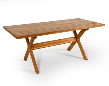 MID-CENTURY DANISH BRUTALIST PINE DINING TABLE