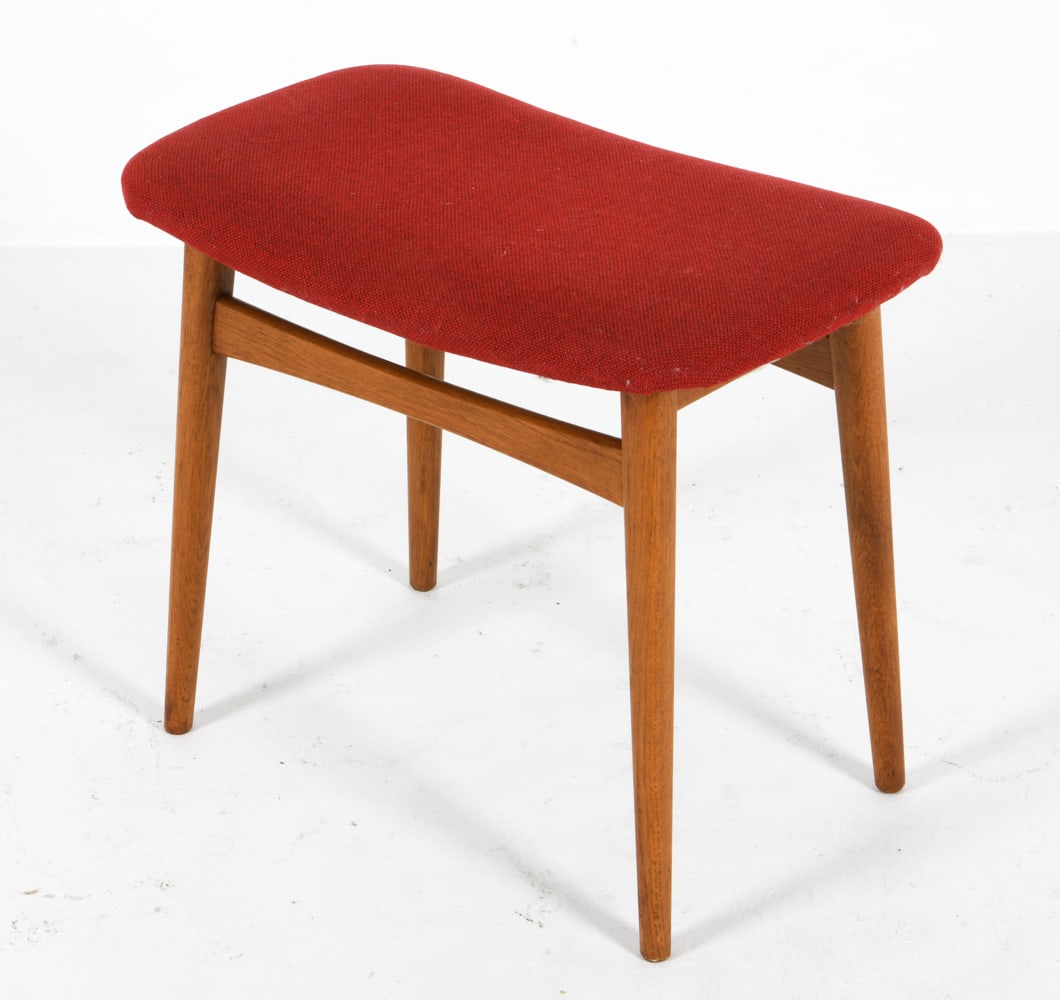 DANISH MID-CENTURY TEAK & WOOL STOOL C. 1960S (1 of 14)