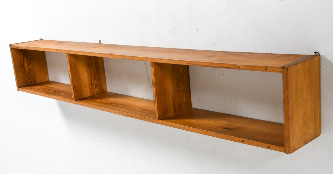 SWEDISH PINE FLOATING WALL SHELF C. 1970 (1 of 8)