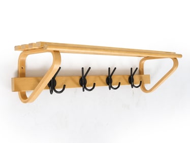 ALVAR AALTO BIRCH WALL COAT RACK SHELF