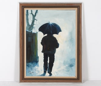 ALLAN KARMS, (DANISH 1933-2021) SILHOUETTE O/C