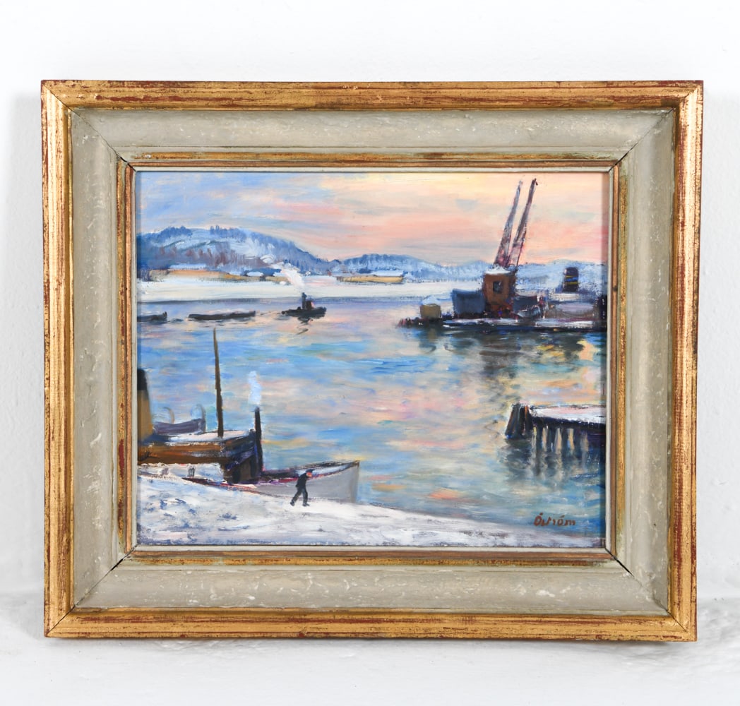 FOLKE OSTROM (SWEDISH 1892 - 1974) DOCK SCENE O/B (1 of 6)