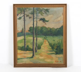 1938 DANISH IMPRESSIONST LANDSCAPE O/C PAINTING