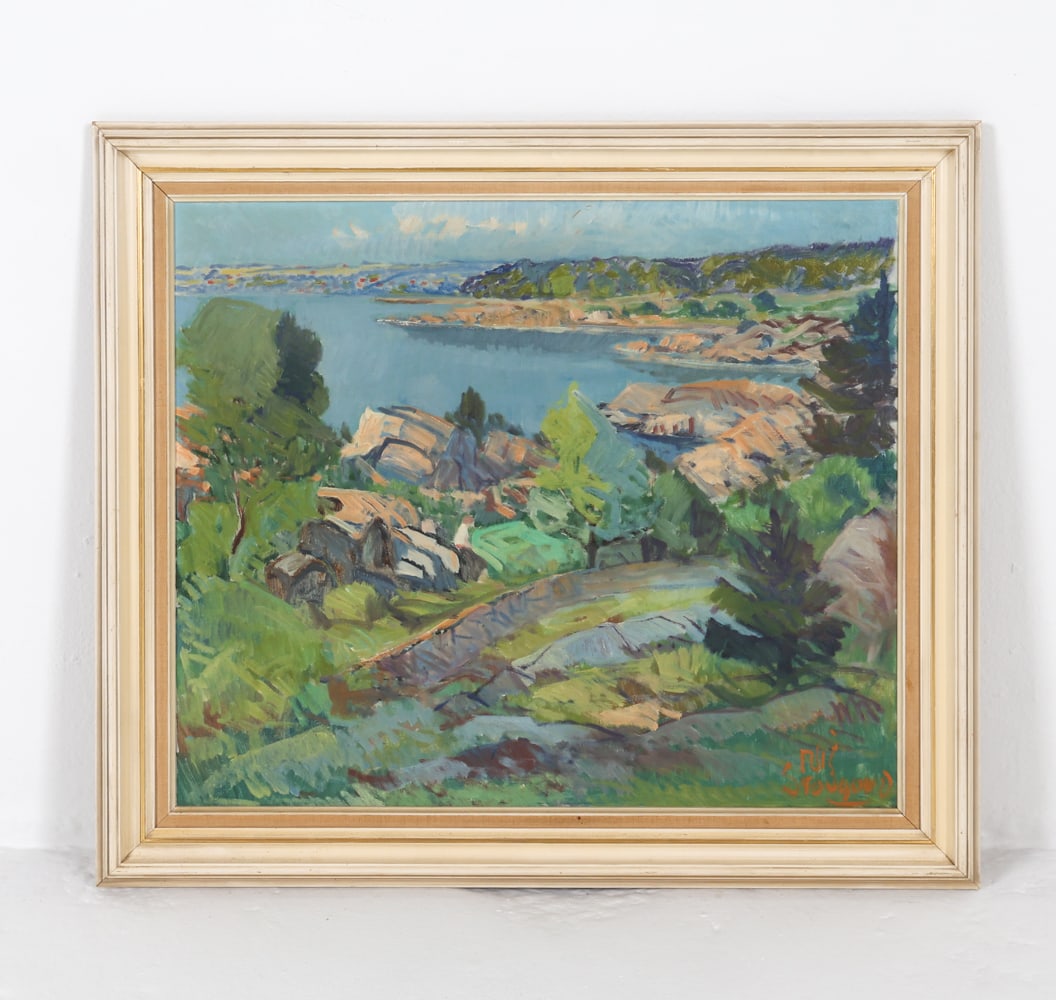 NIS STOUGAARD (DANISH 1906-1987) LANDSCAPE O/C (1 of 9)