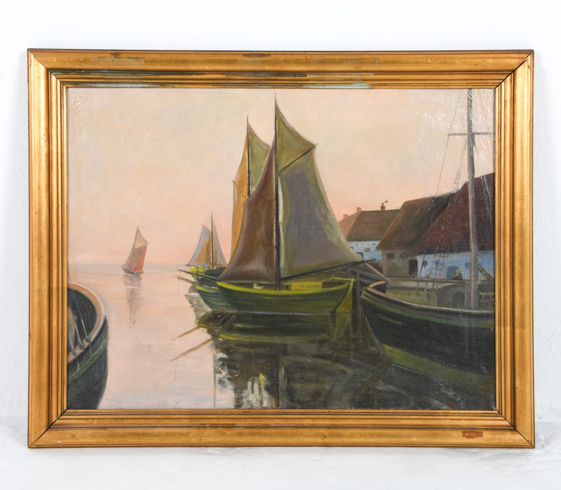 H. VEDEL 1917 DANISH NAUTICAL O/C PAINTING (1 of 5)
