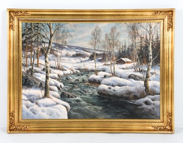 JENS BENNEDSEN (DANISH 1893-1967) LANDSCAPE O/C