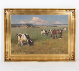 KNUD ERIK EDSBERG (DANISH 1911 - 2003) COWS O/C