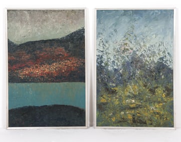 (2) K. H. 1972 SCANDINAVIAN ABSTRACT O/B PAINTINGS