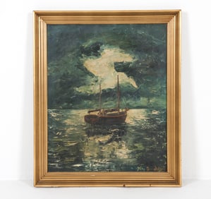 KAI BRANDSTRUP DANISH SEASCAPE O/C PAINTING