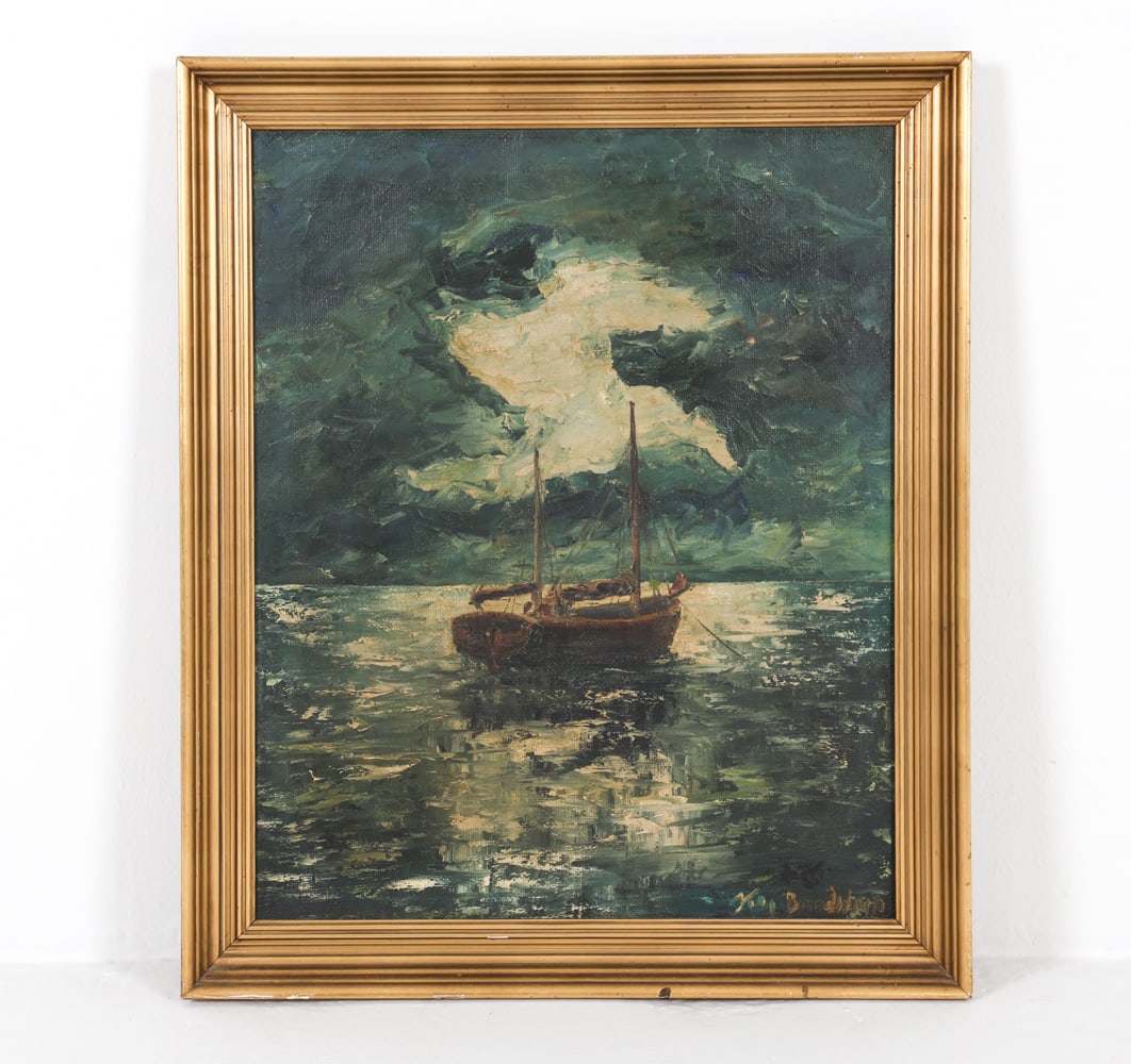 KAI BRANDSTRUP DANISH SEASCAPE O/C PAINTING (1 of 9)