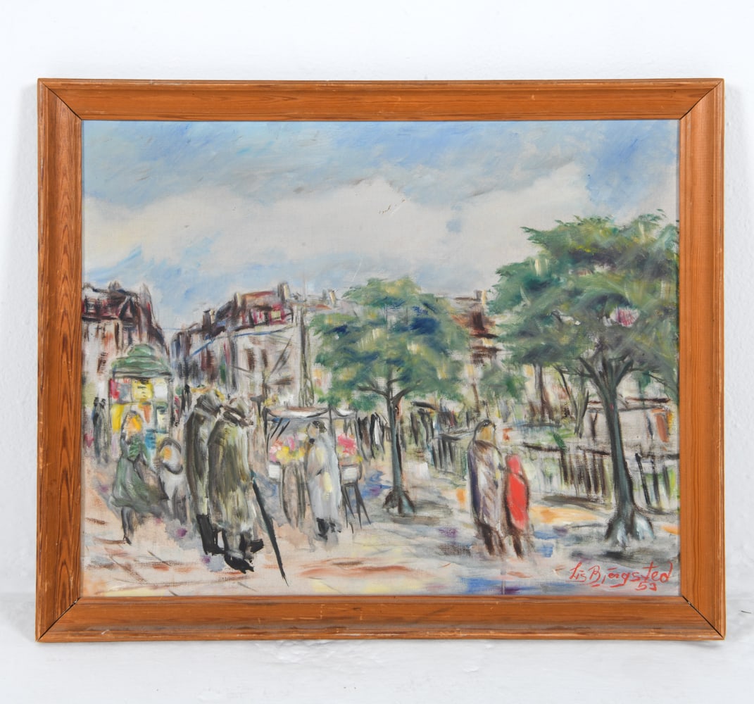 LIS BJERGSTED ( DANISH 1929 - 2011) CITYSCAPE O/C (1 of 5)