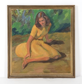 1944 DANISH PORTRAIT OF WOMAN O/B PAINTING
