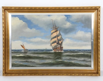 STEEN BILLE (DANISH 1890 - 1953) CLIPPER SHIP O/C